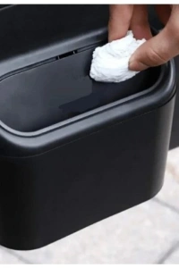 Araba Çöp Kutusu Kapaklı Organize Siyah Renk