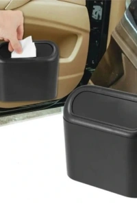 Araba Çöp Kutusu Kapaklı Organize Siyah Renk