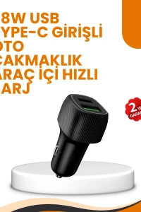 Araç Çakmak Girişli 38W Hızlı Şarj Aleti – İki Cihaz Destekli