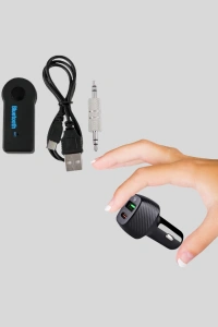 Araç İçi Bluetooth Müzik Kiti + Type-C PD Araç Şarjı Seti