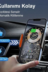 Araç İçi Kablosuz Şarjlı Telefon Tutucu
