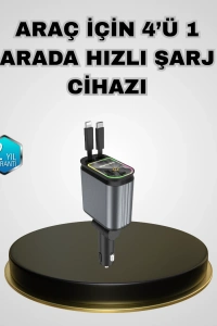 Araç Şarj Adaptörü 66W PD QC Hızlı Şarjlı ve Çekilebilir Kablolu