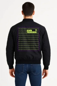 Arka Bomber Ceket - Siyah