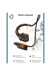 AS9 Suya Dayanıklı Bluetooth Kulaklık - Siyah