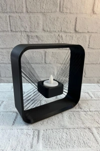 Askılı Kare Mumluk Duvar Dekoru Loş Salon ve Modern Mekanlar