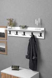 Askılık Duvar Elbise Askılığı Portmanto 80 Cm Beyaz Düz