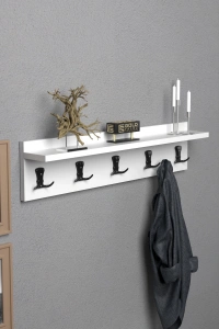 Askılık Duvar Elbise Askılığı Portmanto 80 Cm Beyaz Düz