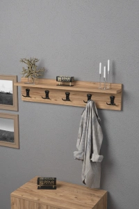 Askılık Duvar Elbise Askılığı Portmanto 80 Cm Ceviz Düz