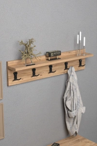 Askılık Duvar Elbise Askılığı Portmanto 80 Cm Ceviz Düz