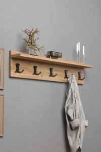 Askılık Duvar Elbise Askılığı Portmanto 80 Cm Ceviz Düz