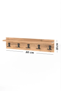 Askılık Duvar Elbise Askılığı Portmanto 80 Cm Ceviz Düz