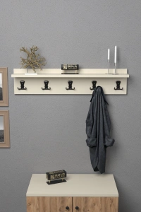 Askılık Duvar Elbise Askılığı Portmanto 80 Cm Krem Düz