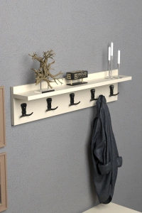 Askılık Duvar Elbise Askılığı Portmanto 80 Cm Krem Düz