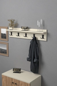 Askılık Duvar Elbise Askılığı Portmanto 80 Cm Krem Düz