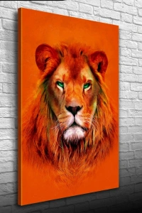 Aslan , Turuncu Tonlarda Dekoratif Kanvas Tablo 50 x 70