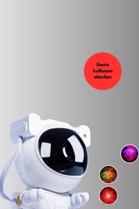 Astronot Şekilli Galaxy Projeksiyon Lambası Nebula Efektli Dekoratif Lamba