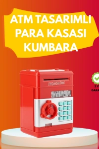 ATM Görünümlü Kırmızı Elektronik Şifreli Kumbara