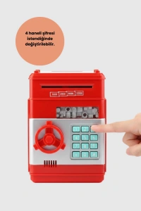 ATM Görünümlü Kırmızı Elektronik Şifreli Kumbara