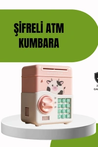 ATM Tasarımlı Pembe Işıklı Sesli Çocuk Kumbarası