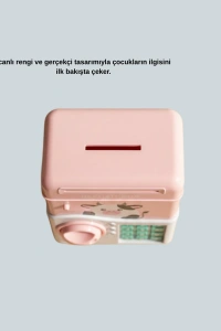 ATM Tasarımlı Pembe Işıklı Sesli Çocuk Kumbarası