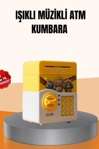 ATM Tasarımlı Sarı Işıklı Sesli Elektronik Kumbara