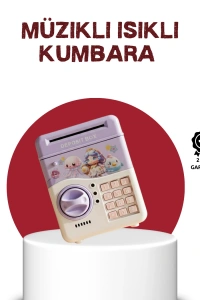 ATM Tasarımlı Şifreli Işıklı Çocuk Kumbarası Mor