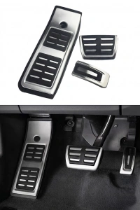 Audi A4 B9 A5 F5 2016-2023 Uyumlu Geçme Otomatik Pedal Seti 3 Parça Siyah Krom