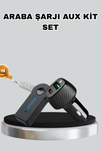 AUX Bluetooth Adaptör ve 38W Hızlı Araç Şarj Cihazı Seti