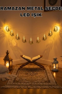 Ay ve Secde Tasarımlı Sıcak Beyaz LED Ramazan Işığı