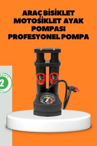 Ayaklı Bisiklet Pompası Basınç Göstergeli Çok Amaçlı