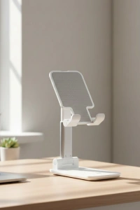 Ayarlanabilir Ergonomik Katlanabilir Masaüstü Telefon Tutucu Beyaz