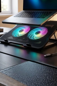 Ayarlanabilir Laptop Soğutucu Çift Fan RGB Işıklı Sessiz Çalışan