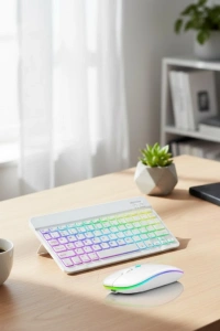 Aydınlatmalı Kablosuz Klavye Mouse Seti Bluetooth Bağlantılı Çoklu Cihaz Uyumlu
