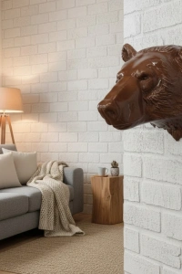 Ayı Başı Duvar Dekoru Modern Asılabilir Heykel 25x19 cm