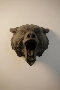 Ayı Tasarım Siyah 3D Duvar Heykeli