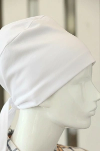 Bağlamalı Tesettür Bone - Bağlamalı Bandana Beyaz 5 Adet