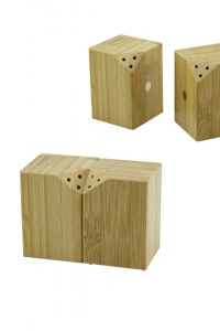BAHARATLIK TUZLUK 5X5CM Y:7CM 2Parça MIKNATISLI İKİZ AHŞAP BAMBU BAHARATLIK TUZLUK