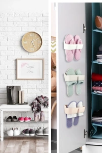 Banyo Terlik Tutucu - Kapı Arkası Pratik Raf - Terlik Tutucu Gri