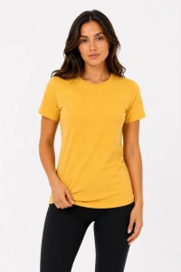 Basic Tişört Bisiklet Yaka Kısa Kol Günlük Yazlık Slim Fit T-Shirt - Sarı