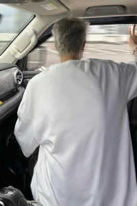 Baskılı Oversize Bisiklet Yaka T-shirt - Beyaz