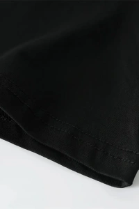 Baskılı Oversize Bisiklet Yaka T-shirt - Siyah