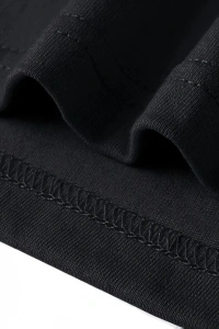 Baskılı Oversize Bisiklet Yaka T-shirt - Siyah