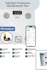 BASKÜL BEYAZ YAĞ ÖLÇER AKILLI BLUETOOTH CAM BASKÜL