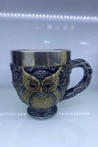 Baykuş Çelik Kupa Bardak Kod 6931