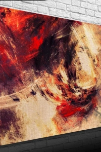 Bej ve Kırmızı Renklerde Soyut Kanvas Tablo 50 x 70