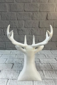 Beyaz Geyik Biblo 23 cm Dekoratif Modern Tasarım