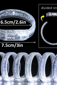 Beyaz-Gümüş Led Işıklı Baskı Yapılabilen Pilli Bileklik Bilezik