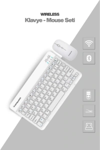 Beyaz Kablosuz Klavye Ve Mouse Seti
