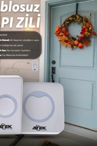 Beyaz Kablosuz Su Geçirmez Kapı Zili