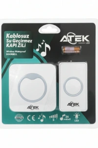 Beyaz Kablosuz Su Geçirmez Kapı Zili